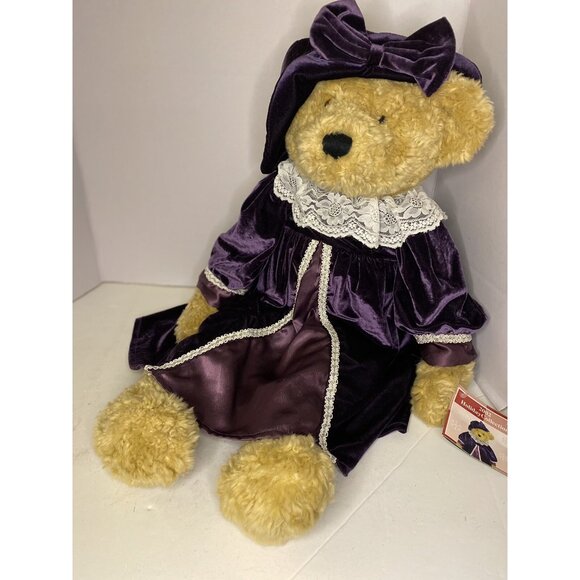 Vtg JC Penney Holiday Collection Victorian 27" Bear Plush Purple Velvet 2002 EUC - Picture 11 of 11
